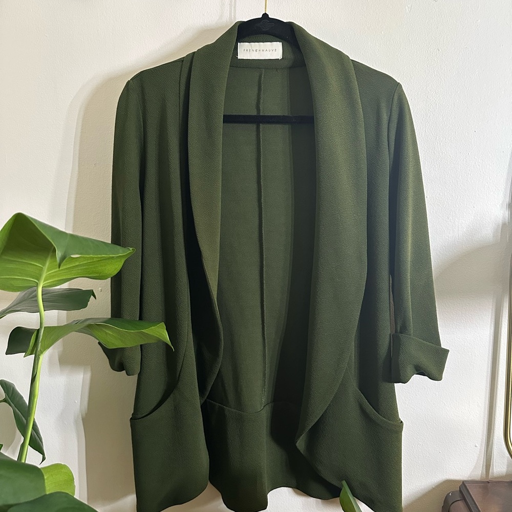 French Mauve Olive Green Cardigan